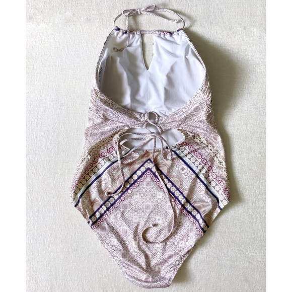 Athleta Aqualuxe One piece Swimsuit Woman’s Size Large High Neck Ties in Back - Picture 7 of 13